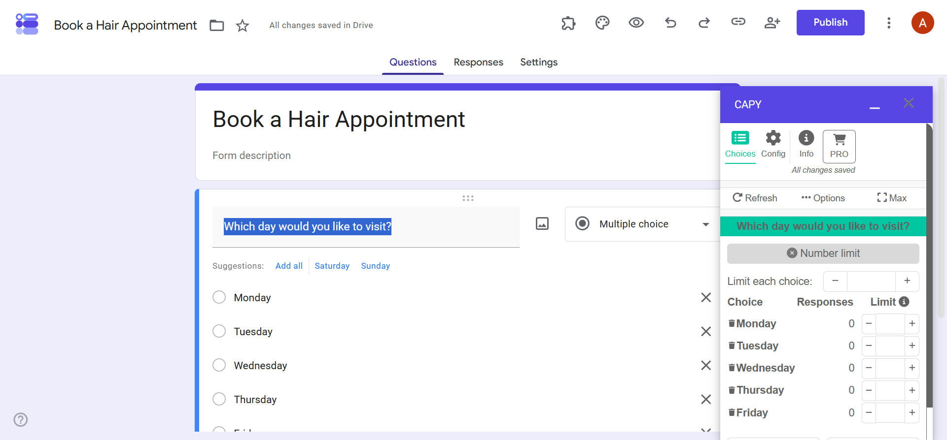 Jotform Form Builder interface with an arrow pointing to "Appointments" in the "Form Elements" menu on the left-hand side