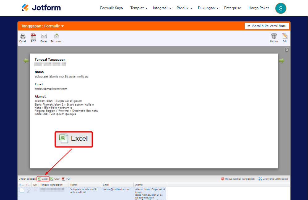 Cara Mengekspor Data Formulir ke Excel Image-4