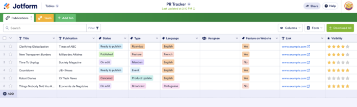 How I use Jotform Tables to stay organized for my job | The Jotform Blog