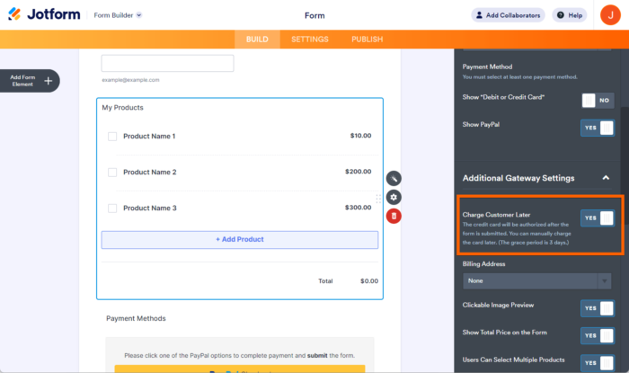 How to Collect Payment Information Without Charging With Jotform