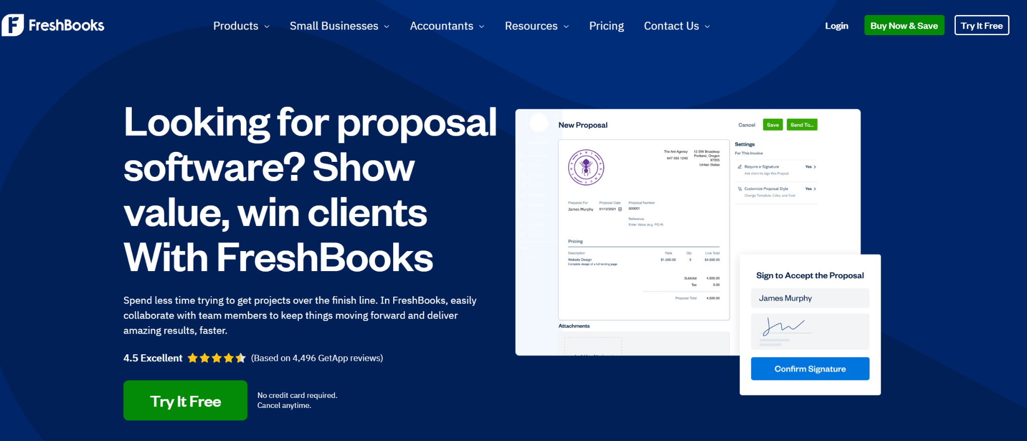 FreshBooks Landing Page