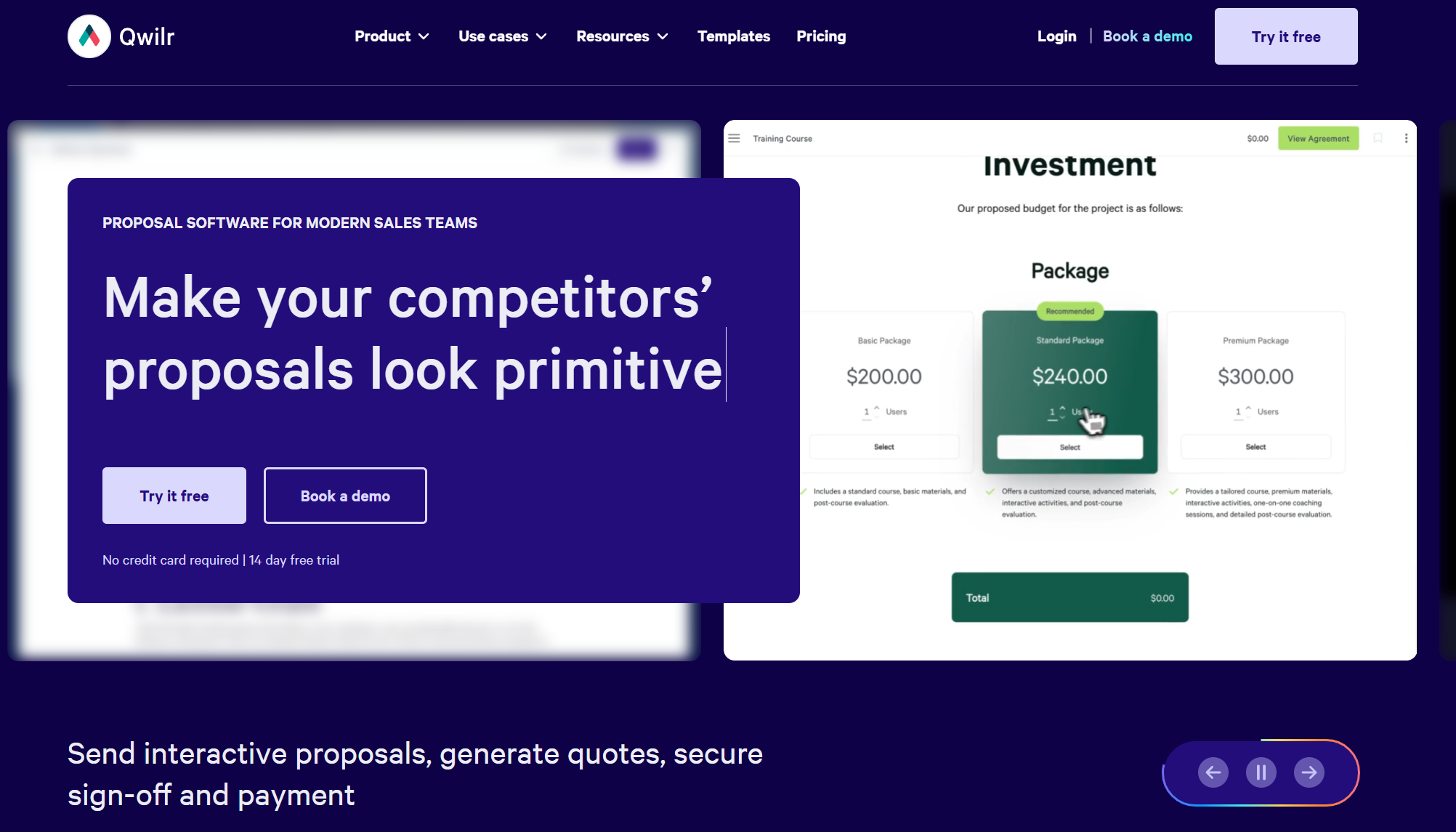 Qwilr Landing Page