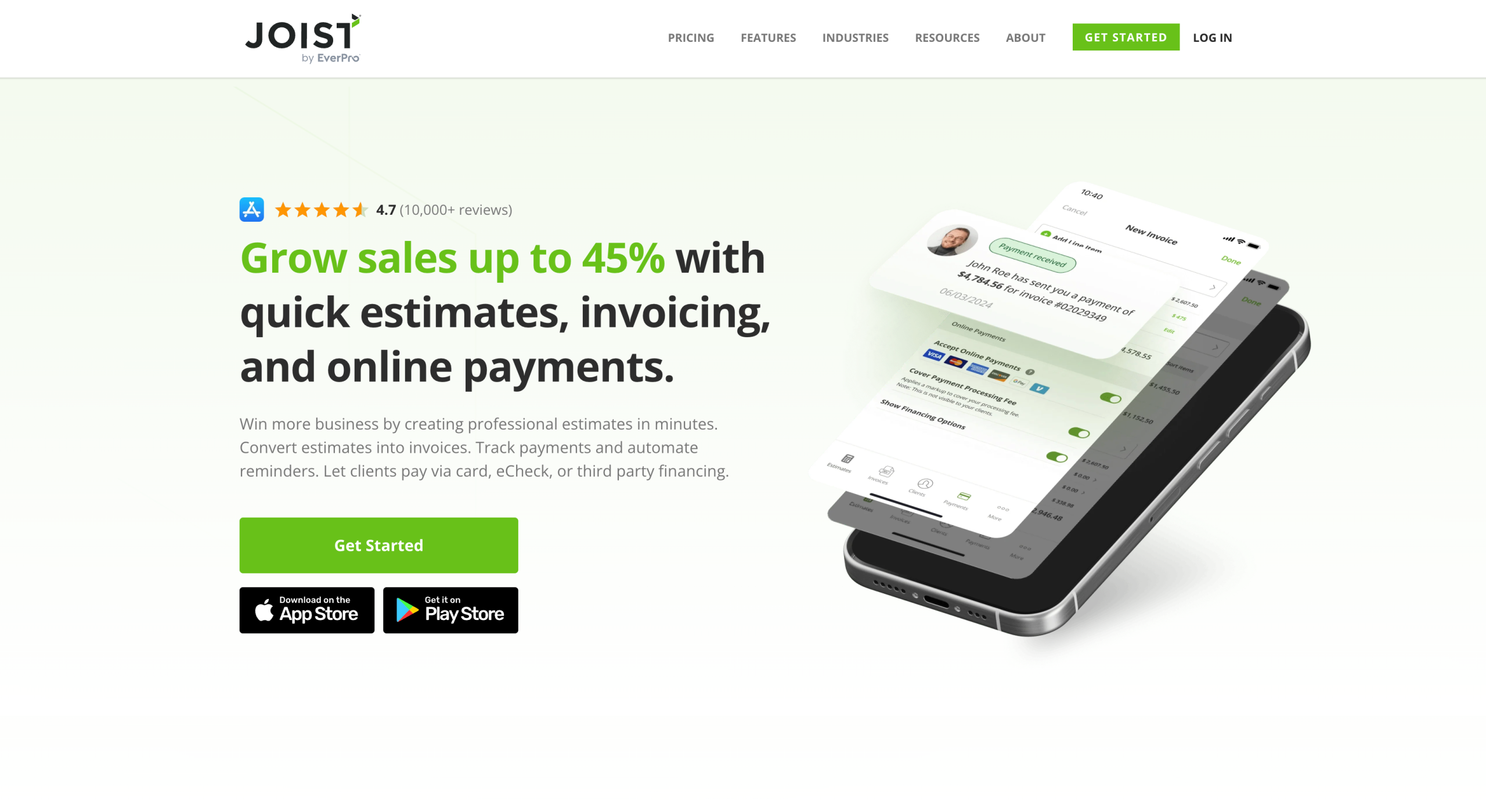 Joist Landing Page