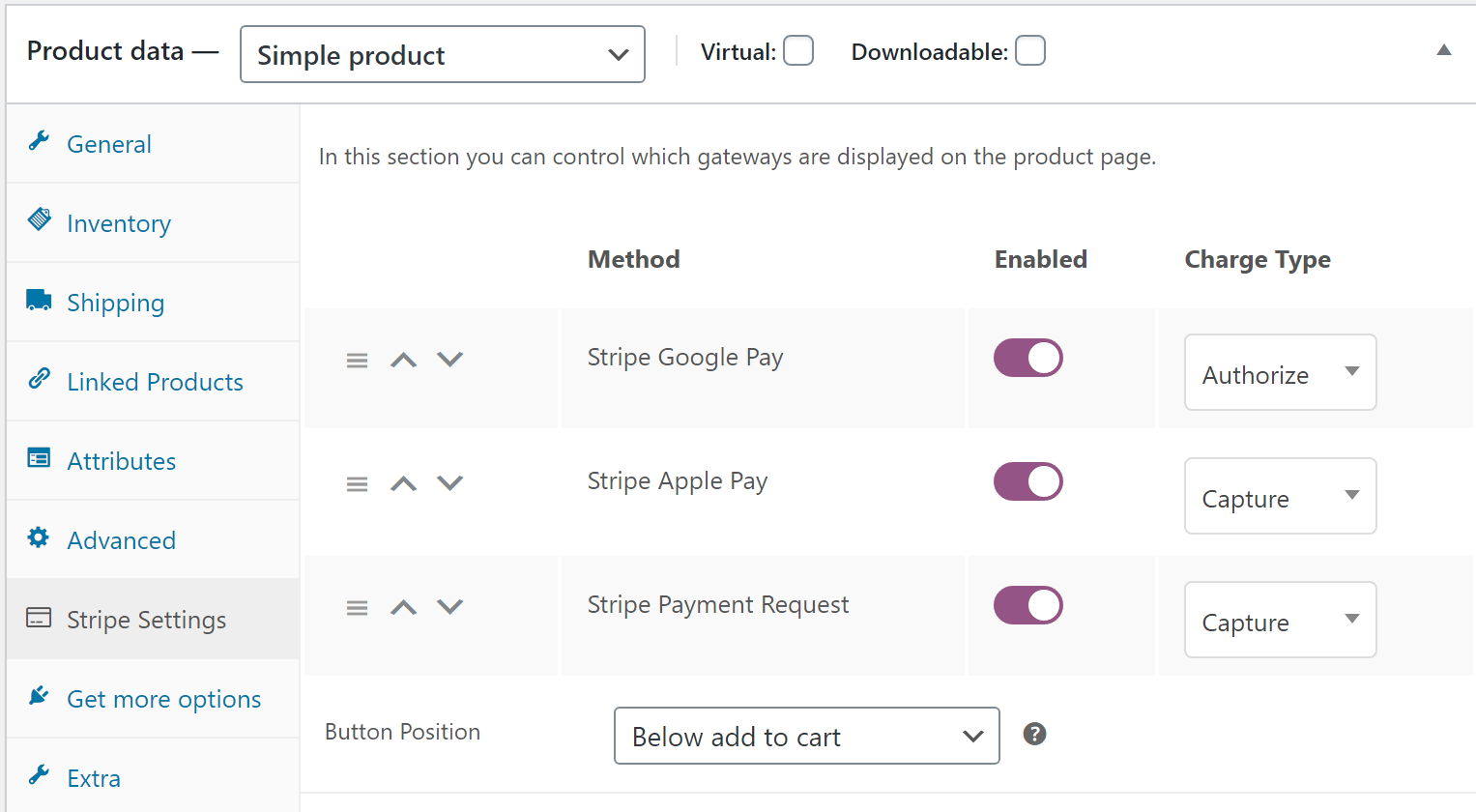 screenshot of payment plugins