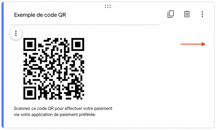 Capture d'écran illustrant le processus de génération d'un code QR lié à une passerelle de paiement sélectionnée