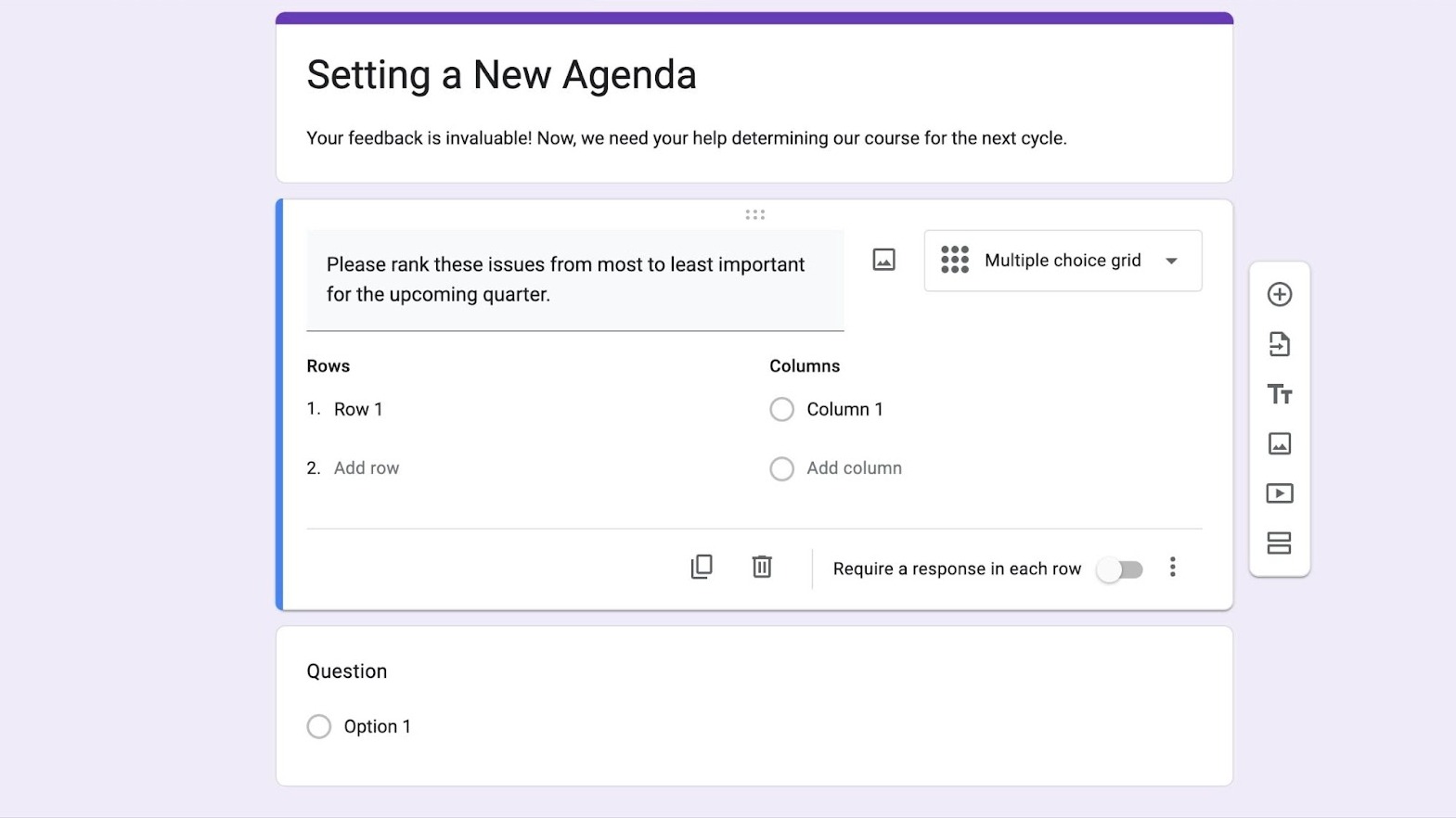 Google Forms Multiple Choice Grid Form Field