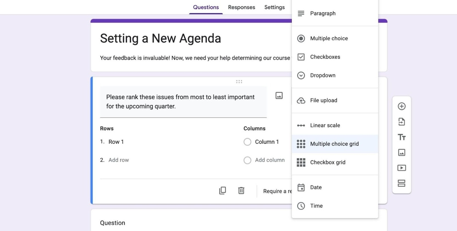 How to add ranked choices in questions in Google Forms | Jotform Blog