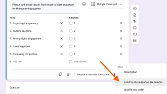 Google Form Ranting How to add ranked choices in questions in Google Forms | Jotform Blog