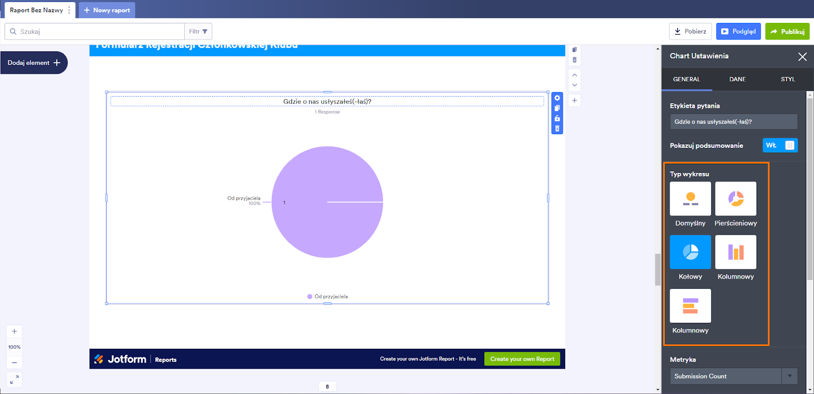 Kontroluj sposób wyświetlania danych w raporcie Image-2