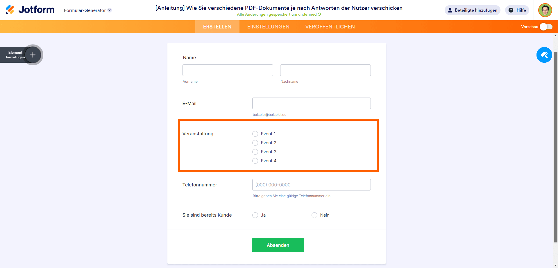 Wie Sie verschiedene PDF Dokumente je nach Antworten der Nutzer verschicken Image-1