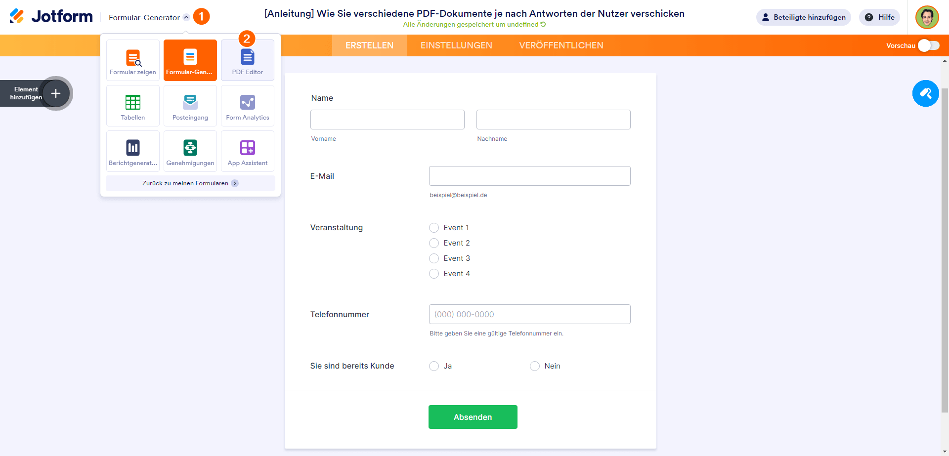 Wie Sie verschiedene PDF Dokumente je nach Antworten der Nutzer verschicken Image-2
