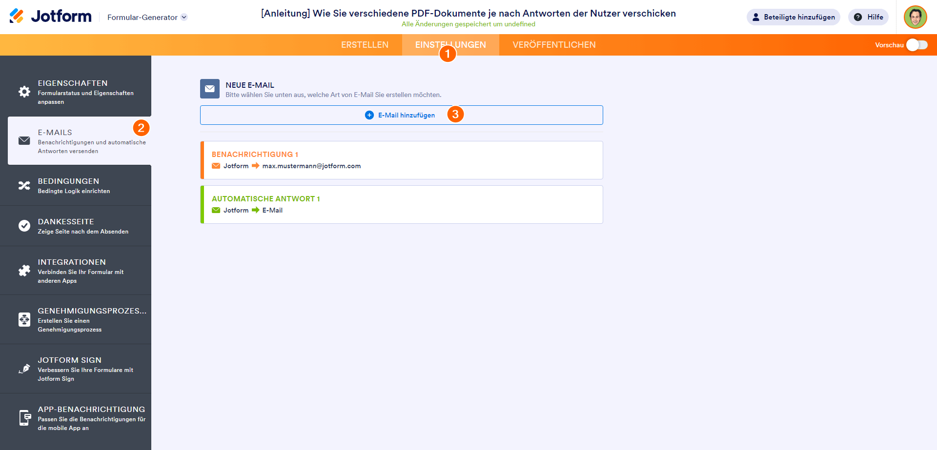Wie Sie verschiedene PDF Dokumente je nach Antworten der Nutzer verschicken Image-4