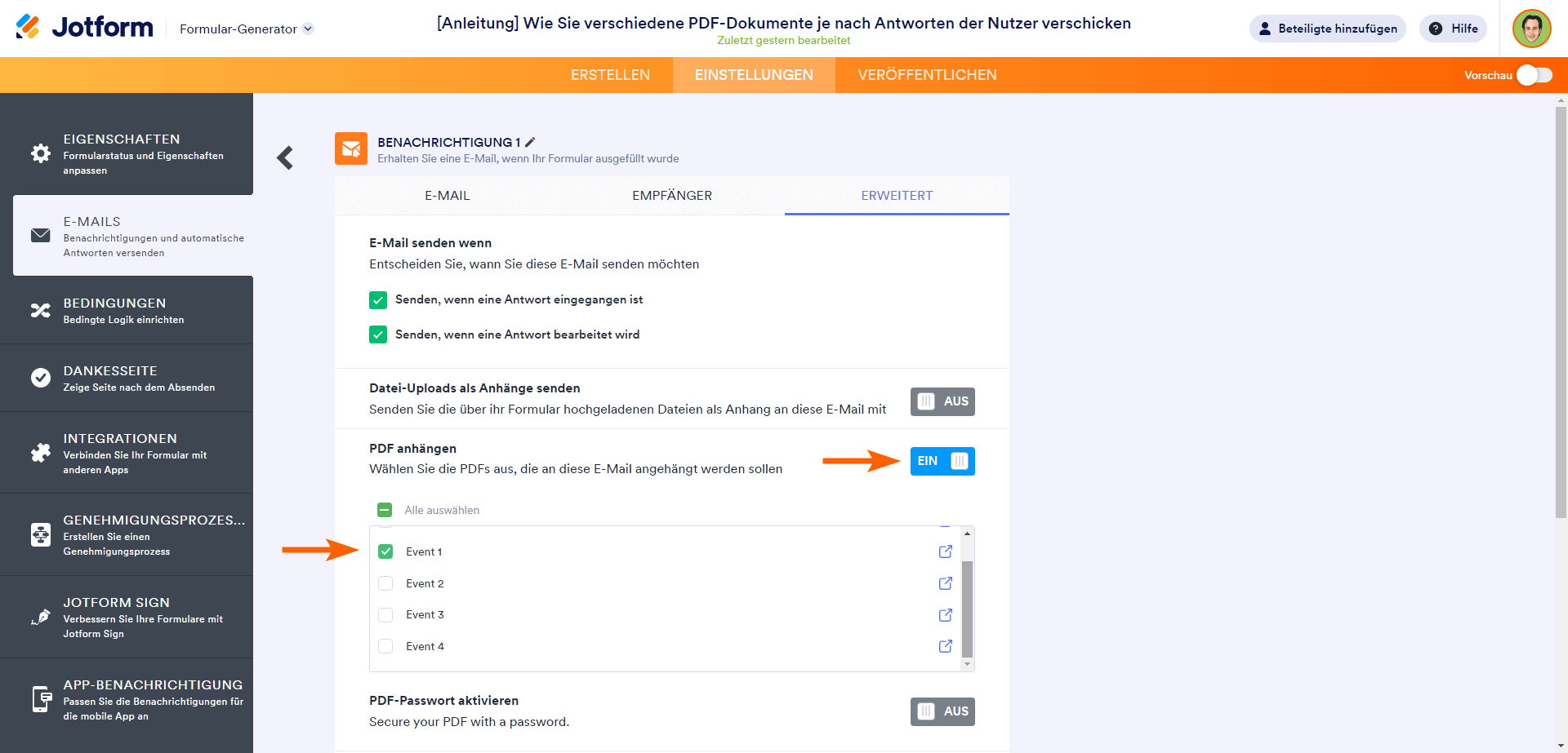 Wie Sie verschiedene PDF Dokumente je nach Antworten der Nutzer verschicken Image-5
