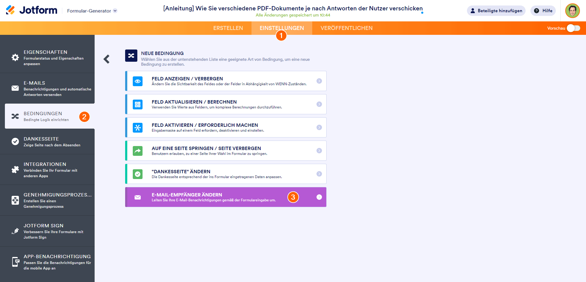 Wie Sie verschiedene PDF Dokumente je nach Antworten der Nutzer verschicken Image-6