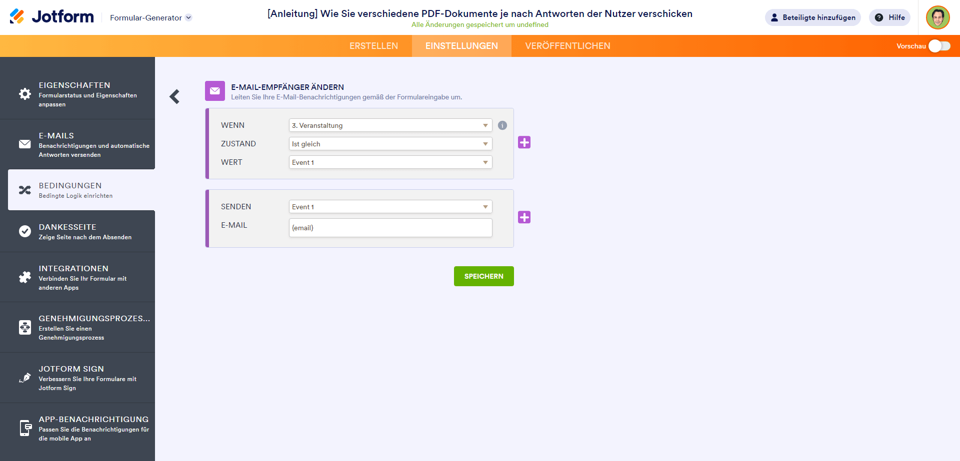 Wie Sie verschiedene PDF Dokumente je nach Antworten der Nutzer verschicken Image-7