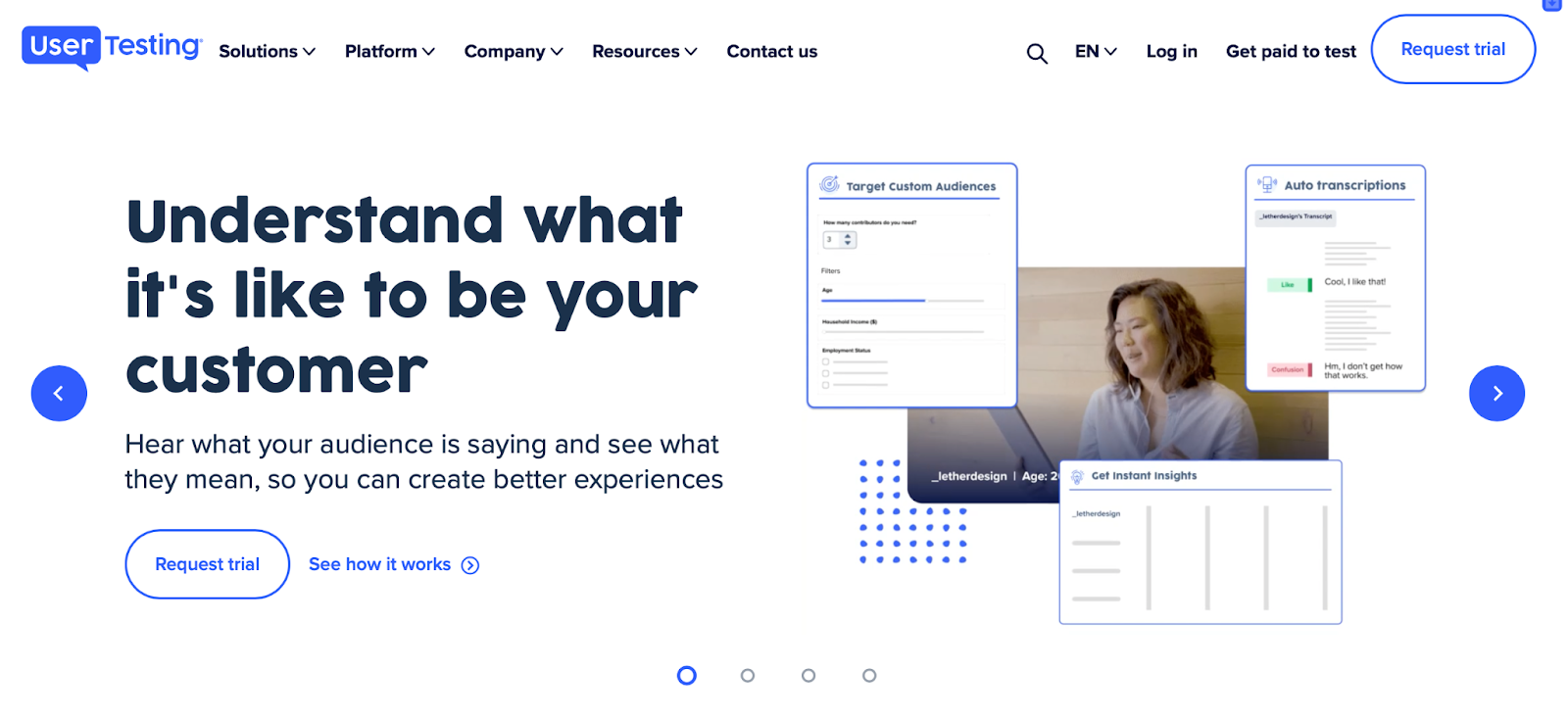 user testing landing page