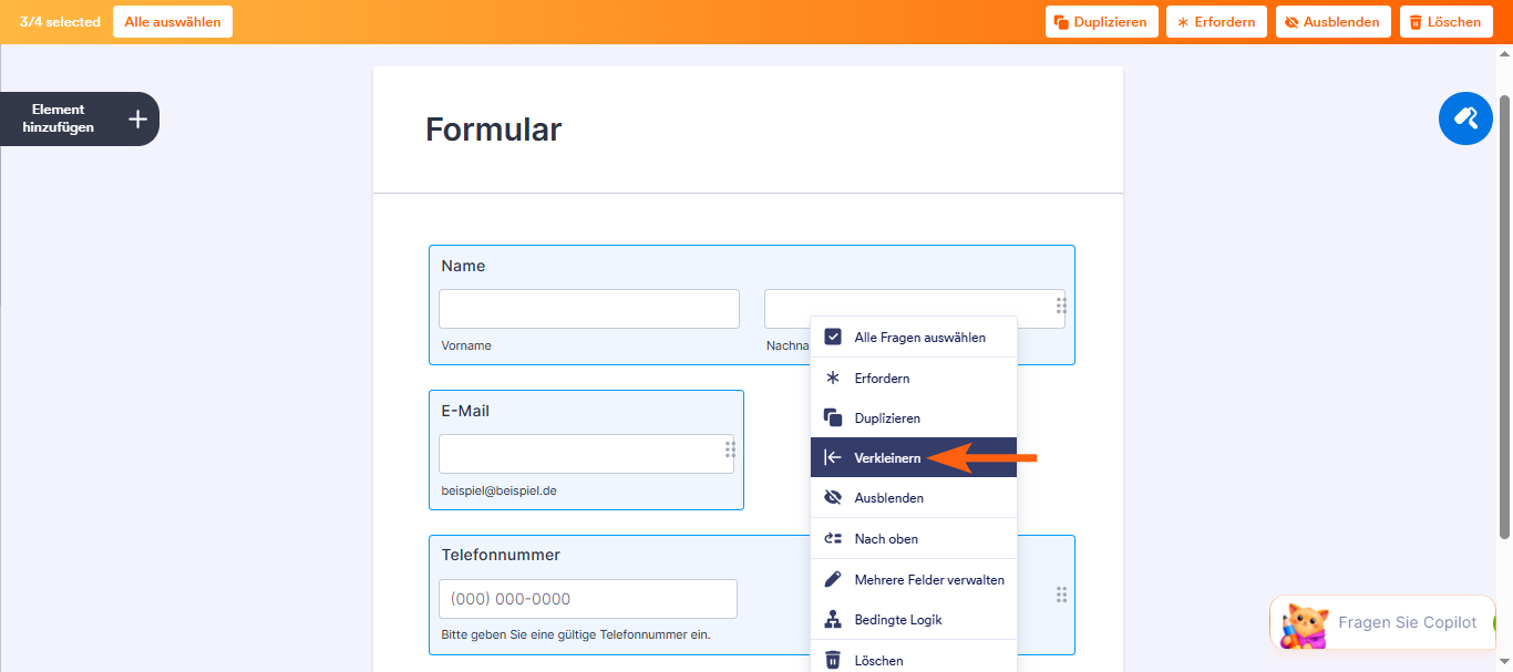 Einrichten von Formularspalten Image-2