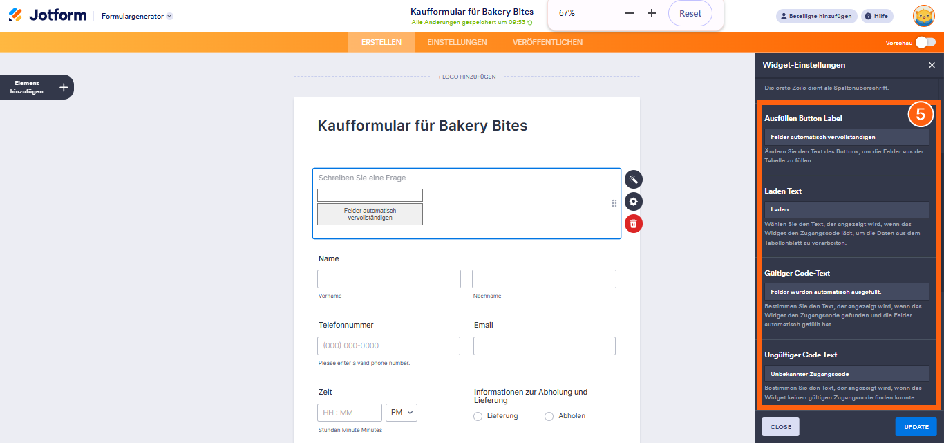 Wie Sie das Widget Tabelle in Formular verwenden Image-7