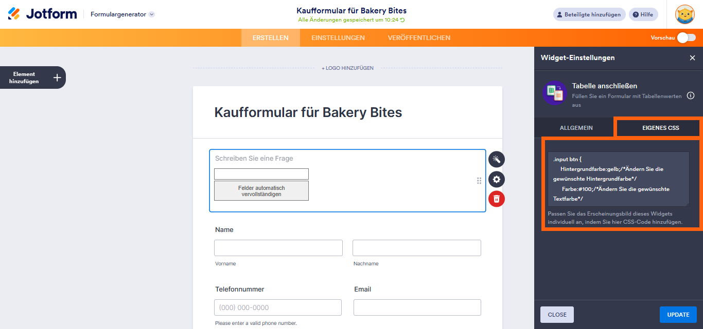 Wie Sie das Widget Tabelle in Formular verwenden Image-10