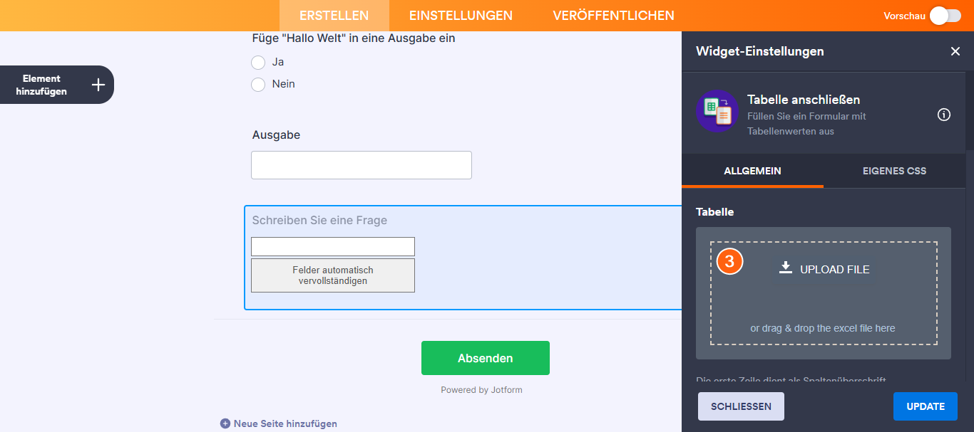 Wie Sie das Widget Tabelle in Formular verwenden Image-3
