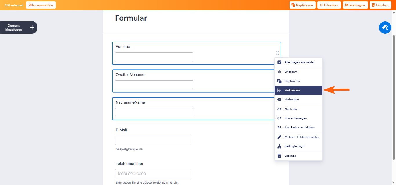 Einrichten von Formularspalten Image-2