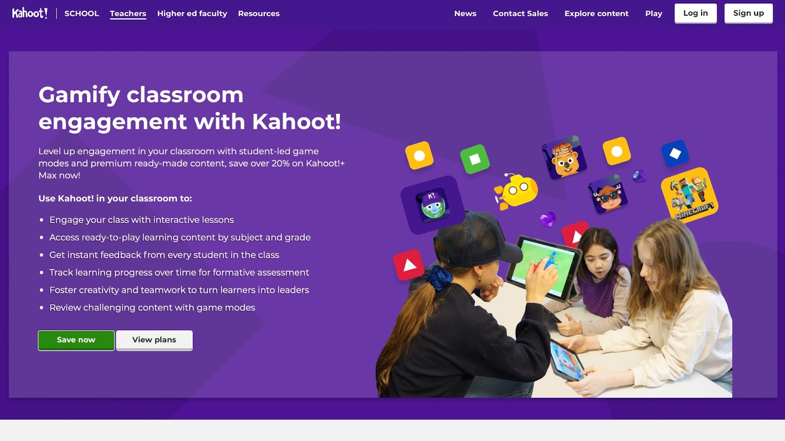 Página inicial do Kahoot