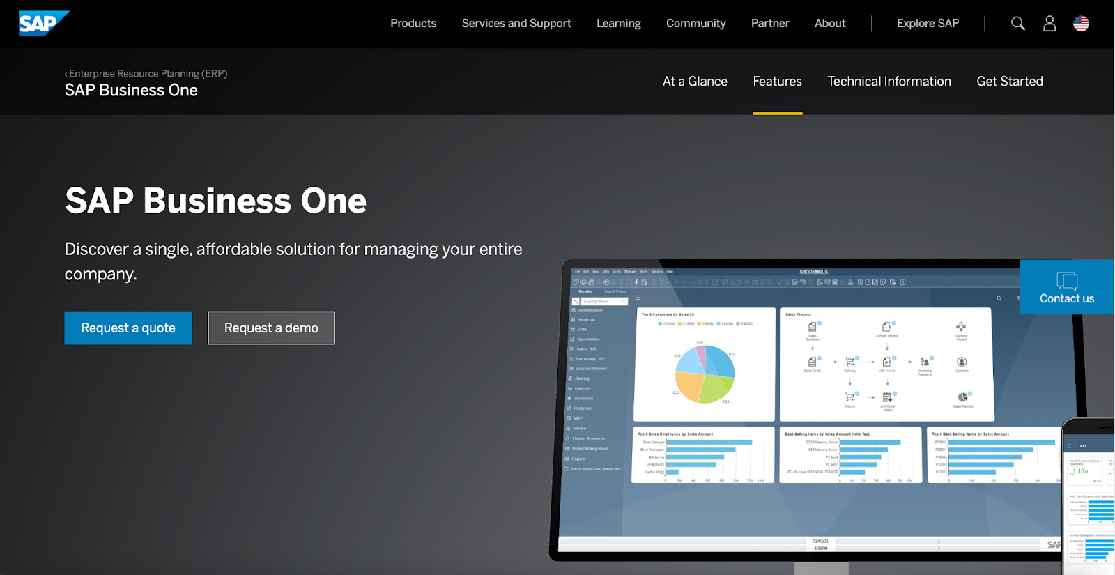 SAP business one landing page