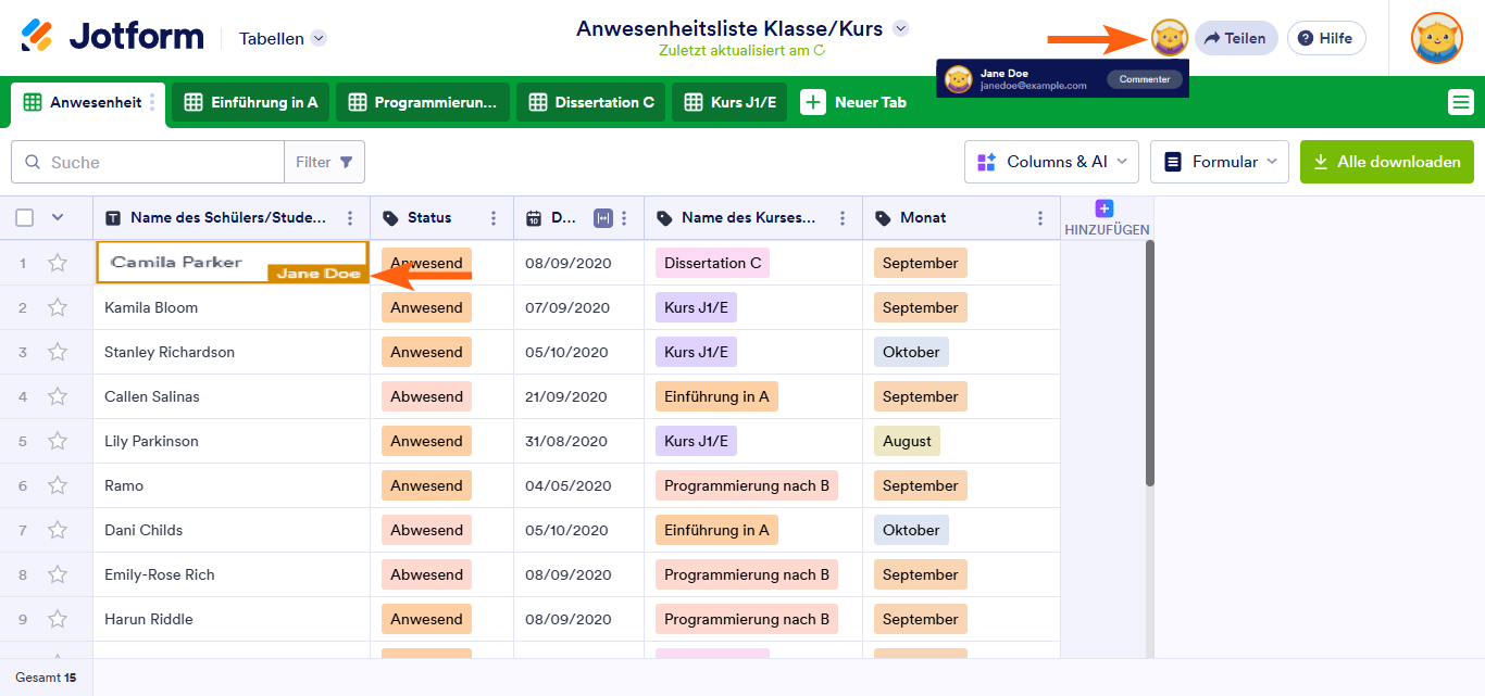 Wie Sie Jotform-Tabellen freigeben und zusammenarbeiten Image-15