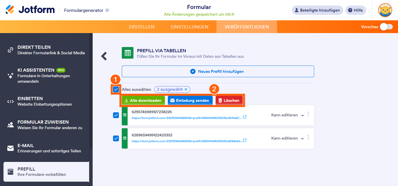Wie Sie Formularfelder mit Daten aus anderen Tabellen mit Tabellen Prefill vorbefüllen? Image-6