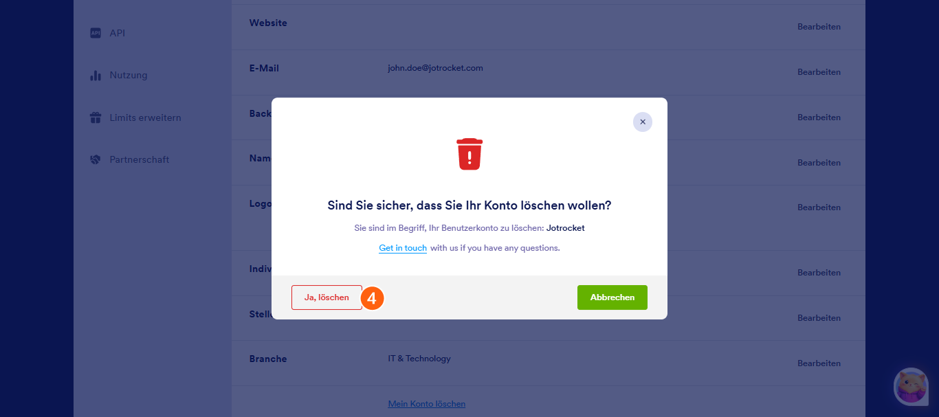 Wie Sie Ihr Jotform Konto löschen Image-3
