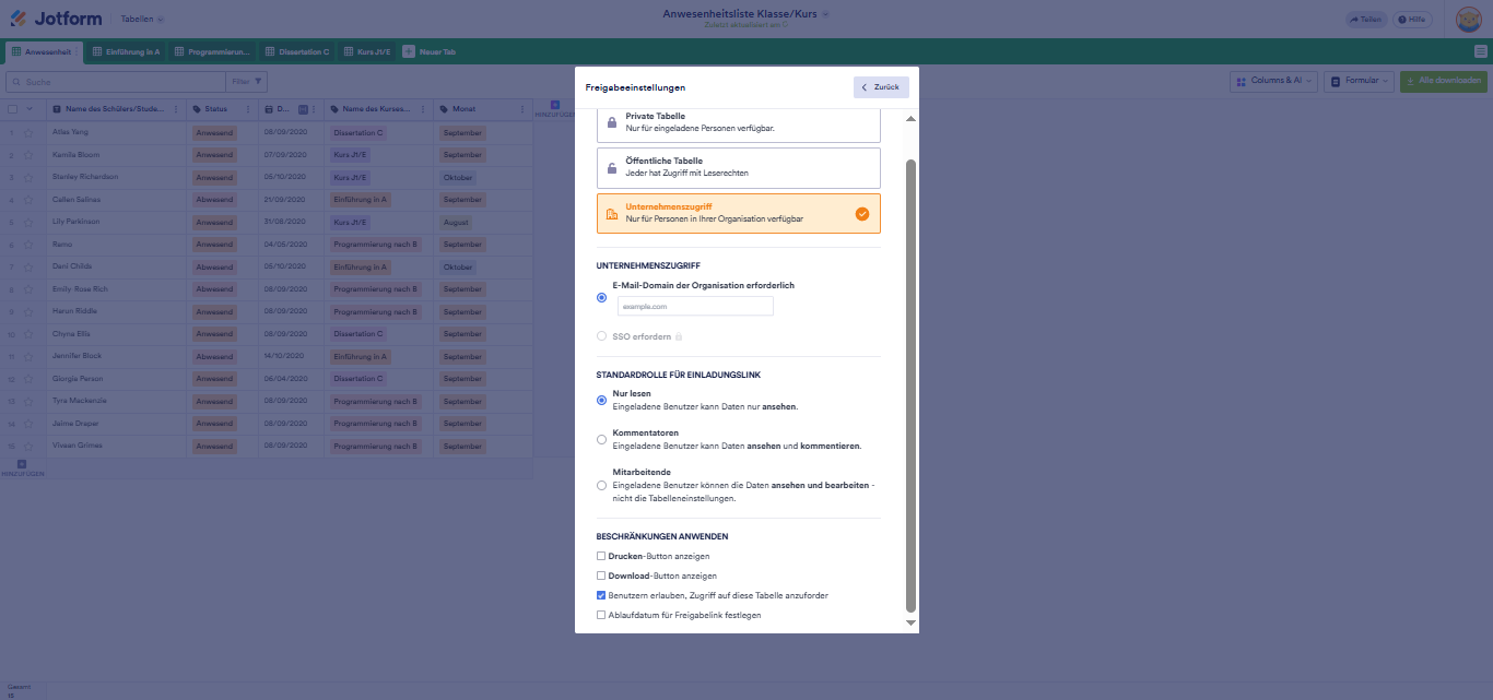 Wie Sie Jotform-Tabellen freigeben und zusammenarbeiten Image-6
