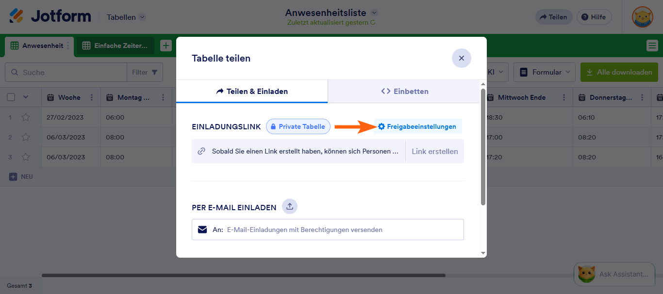 Wie Sie Jotform Tabellen freigeben und zusammenarbeiten Image-3