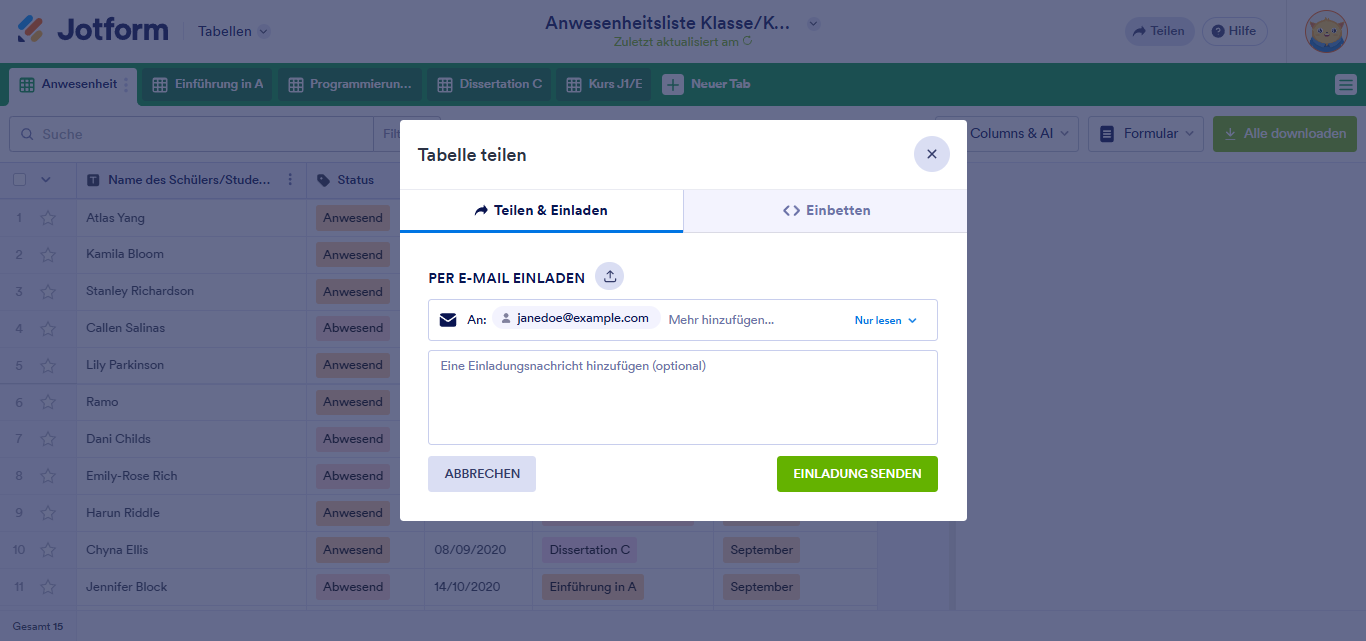 Wie Sie Jotform-Tabellen freigeben und zusammenarbeiten Image-2