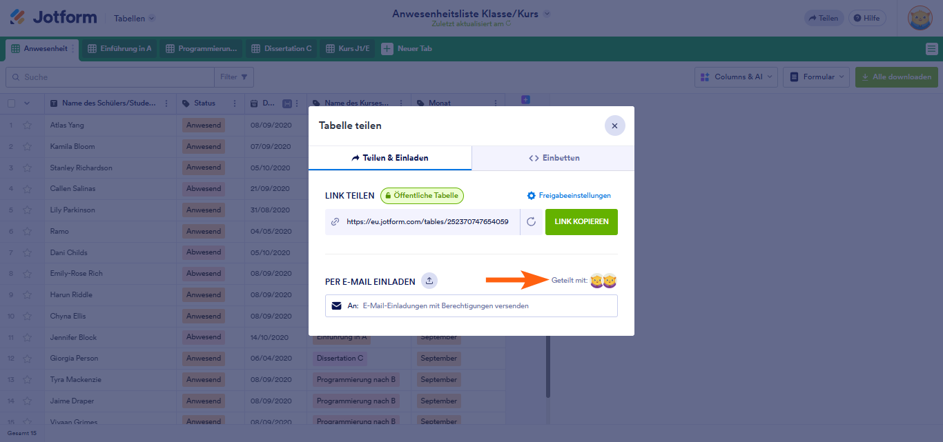 Wie Sie Jotform-Tabellen freigeben und zusammenarbeiten Image-7