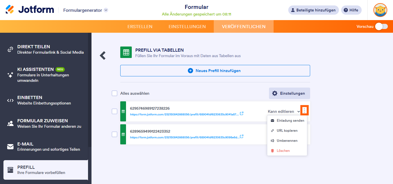 Wie Sie Formularfelder mit Daten aus anderen Tabellen mit Tabellen Prefill vorbefüllen? Image-5