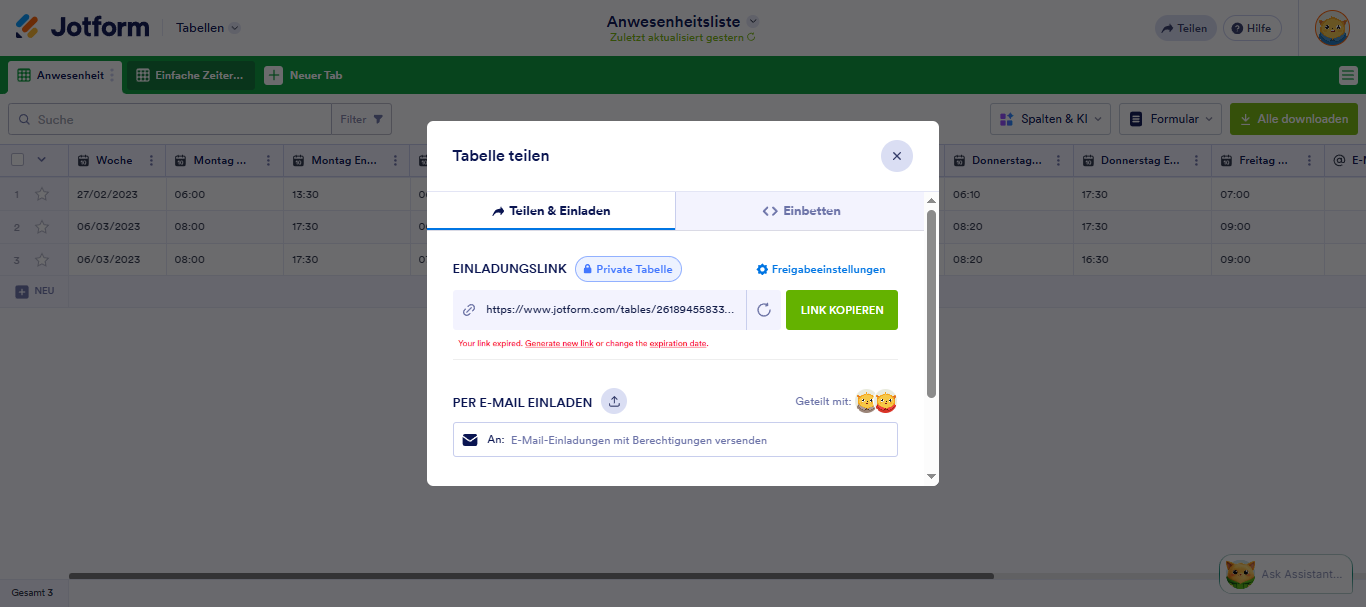 Wie Sie Jotform Tabellen freigeben und zusammenarbeiten Image-14