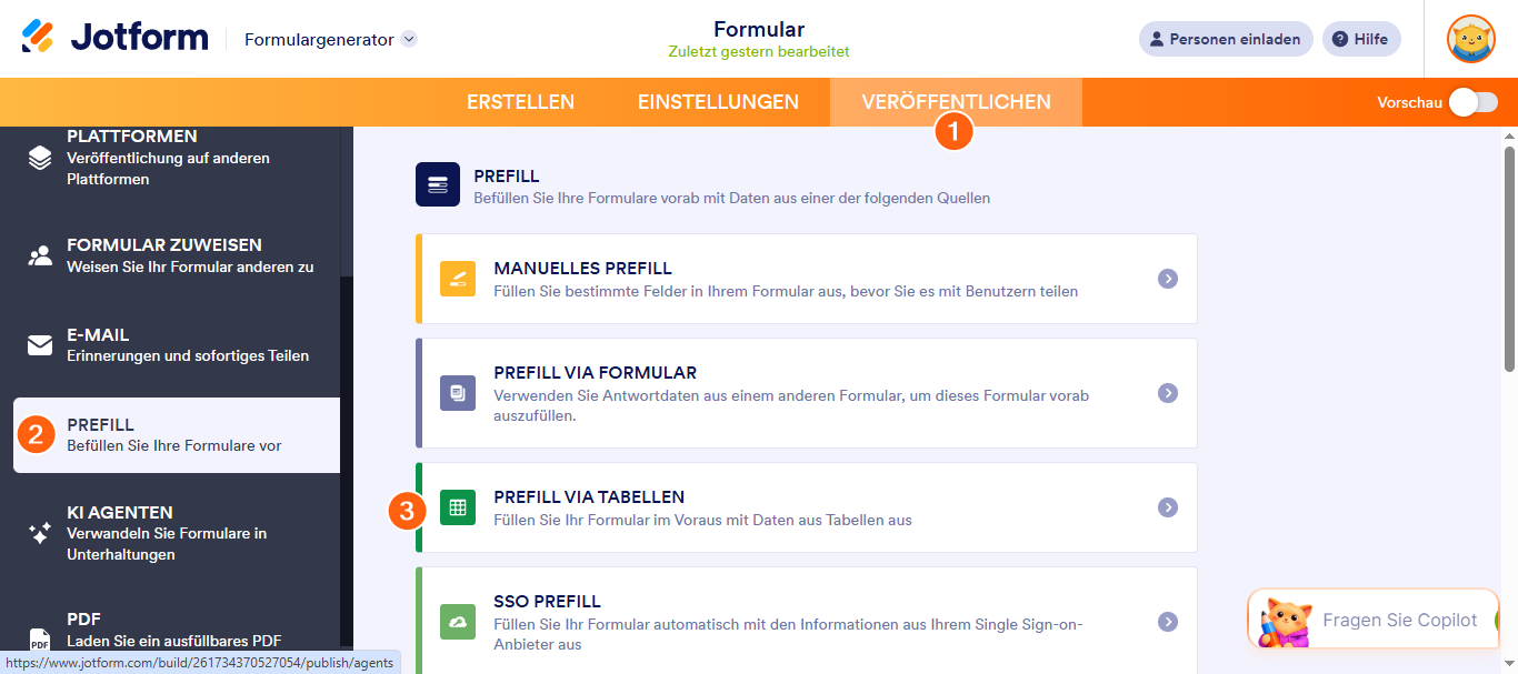 Wie Sie Formularfelder mit Daten aus anderen Tabellen mit Tabellen Prefill vorbefüllen? Image-1