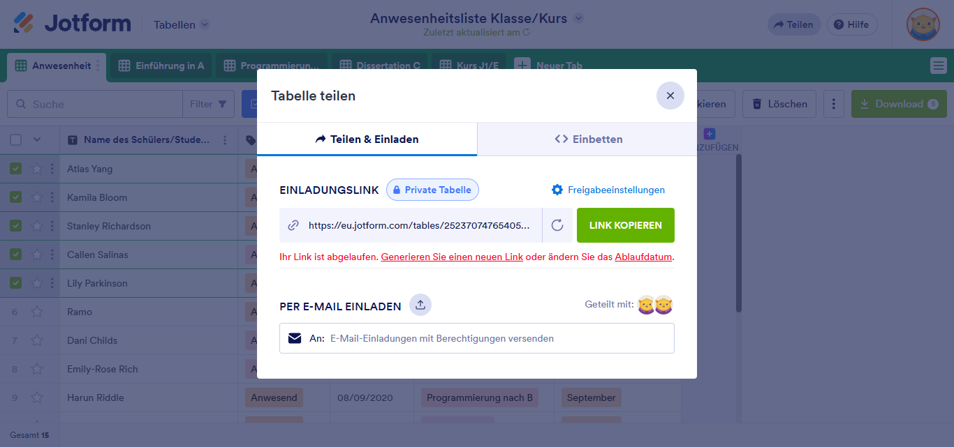 Wie Sie Jotform-Tabellen freigeben und zusammenarbeiten Image-14