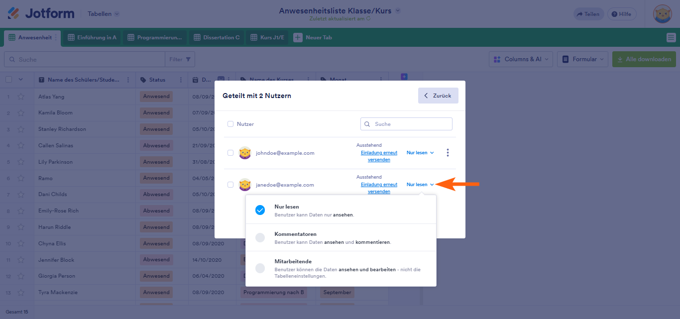 Wie Sie Jotform-Tabellen freigeben und zusammenarbeiten Image-8