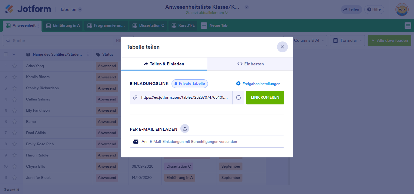 Wie Sie Jotform-Tabellen freigeben und zusammenarbeiten Image-1