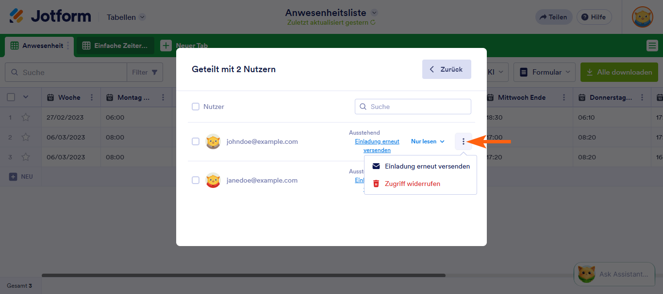 Wie Sie Jotform Tabellen freigeben und zusammenarbeiten Image-9