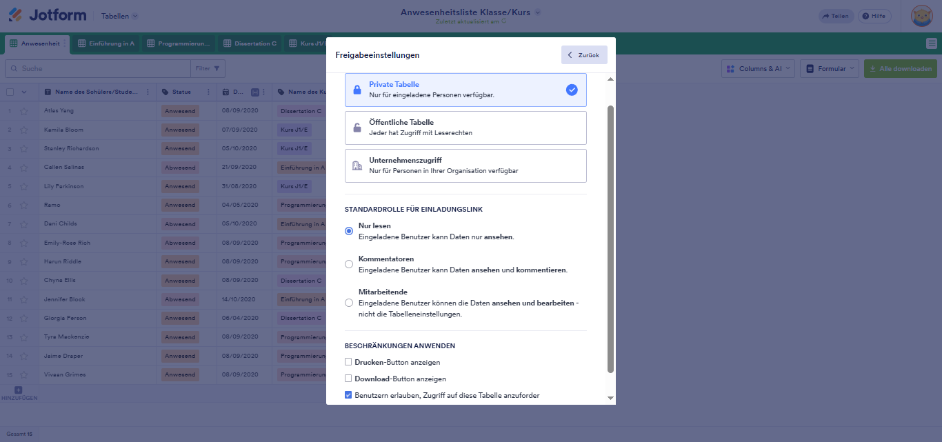 Wie Sie Jotform-Tabellen freigeben und zusammenarbeiten Image-4