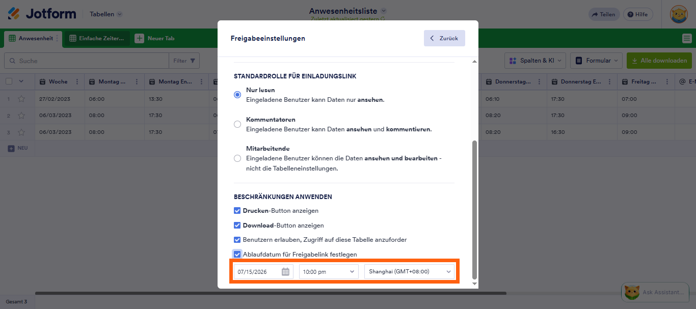Wie Sie Jotform Tabellen freigeben und zusammenarbeiten Image-13