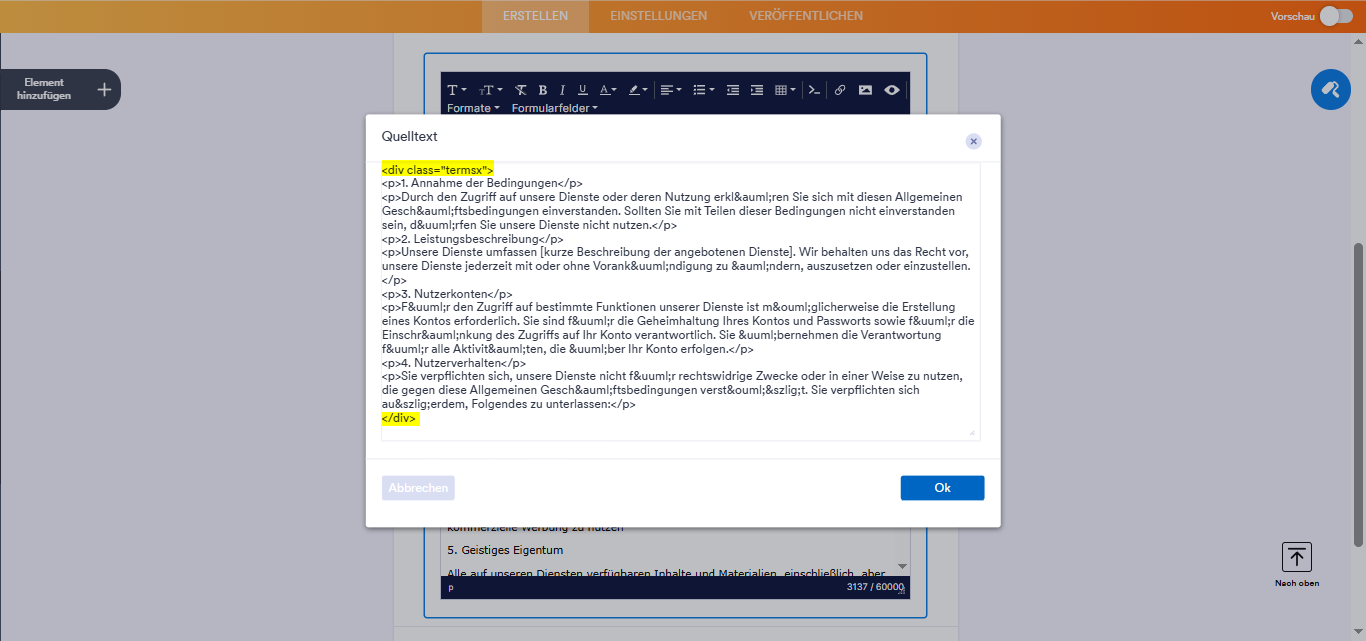 Erstellen von scrollbaren Nutzungsbedingungen Image-8