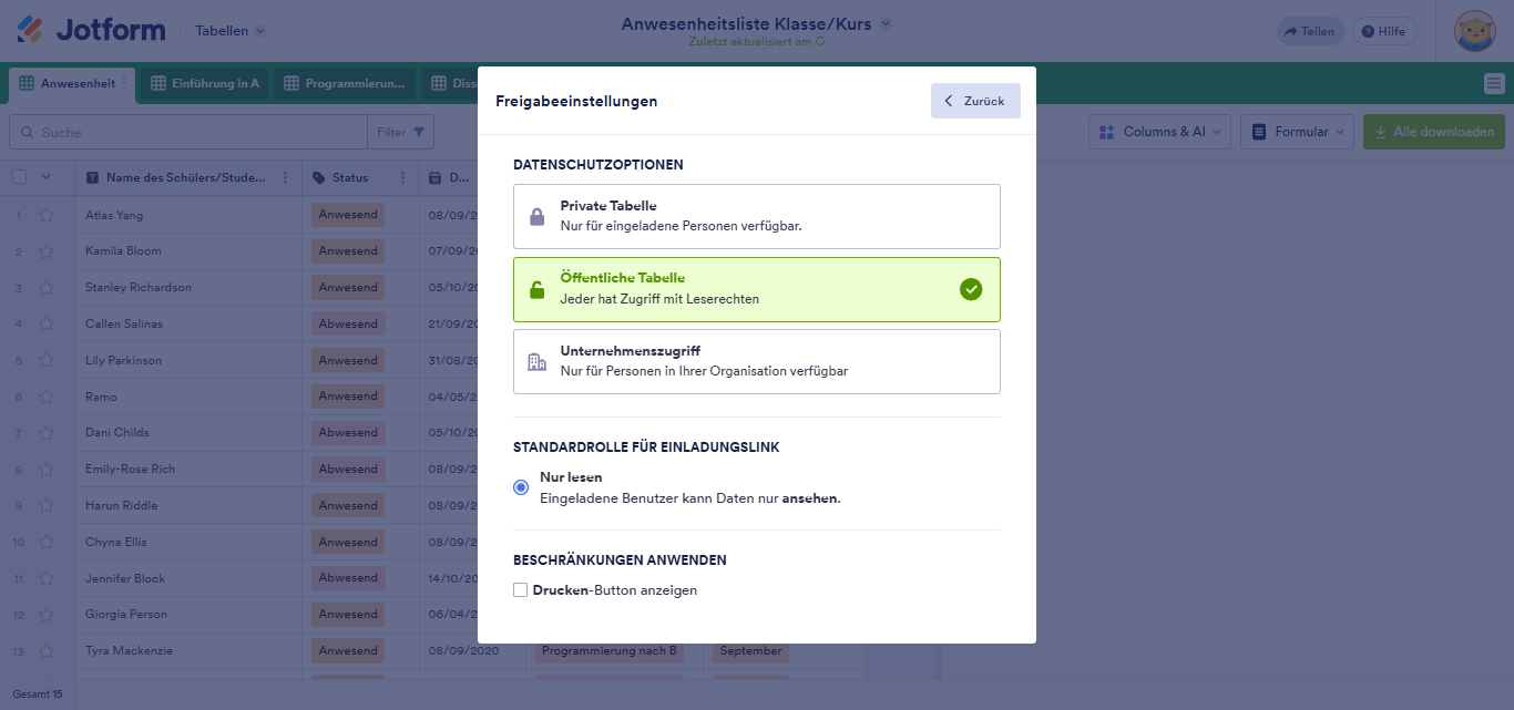Wie Sie Jotform-Tabellen freigeben und zusammenarbeiten Image-5