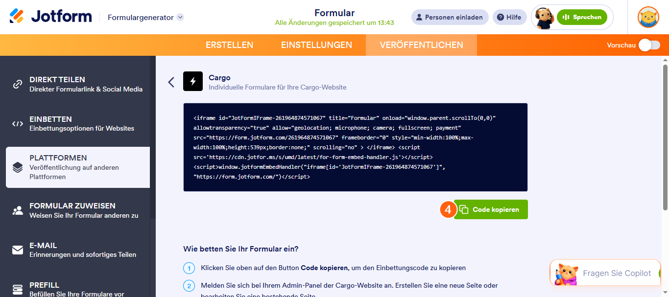 Hinzufügen eines Formulars zu Ihrer Cargo-Seite Image-3