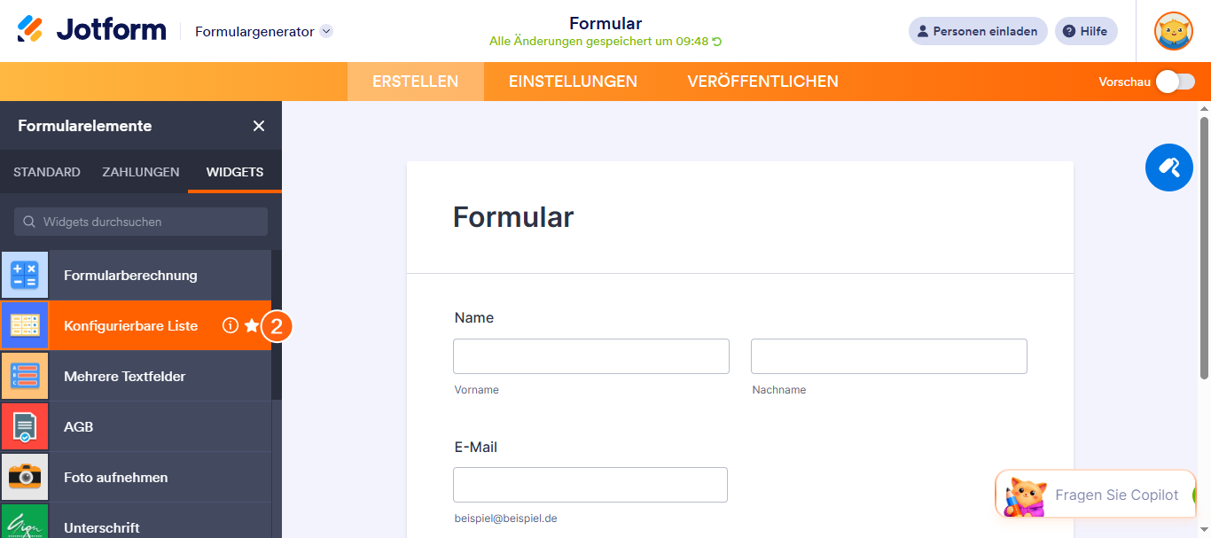 Wie Sie das Widget Konfigurierbare Liste einrichten Image-2