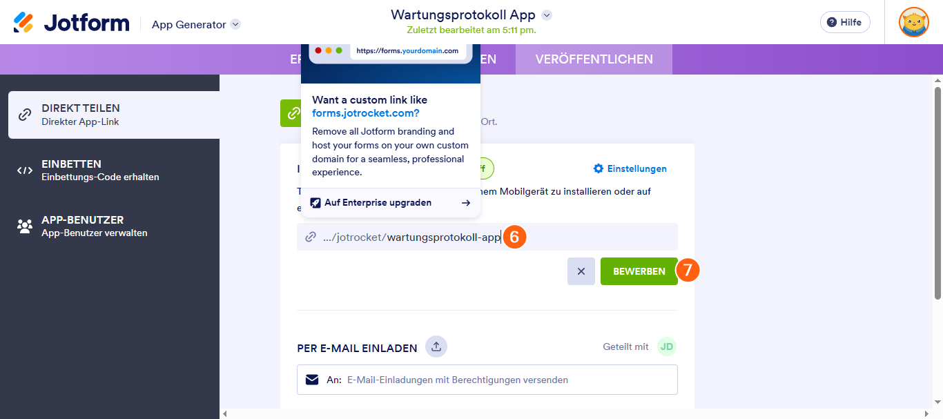 Wie Sie die App-URL anpassen Image-4