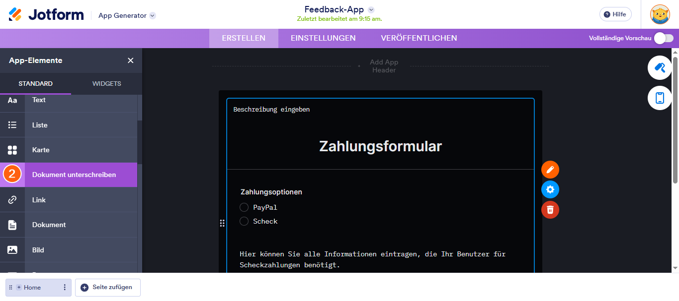 Hinzufügen einer elektronischen Signatur im Jotform App Generator Image-2