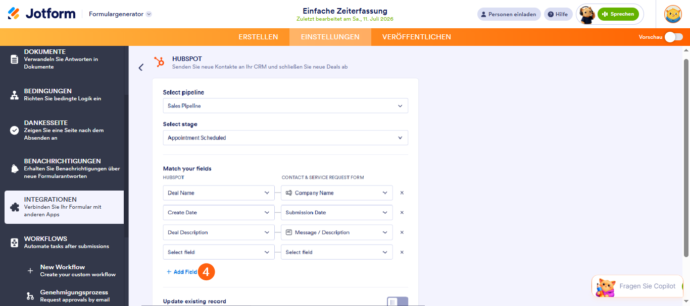 Wie Sie Jotform in HubSpot CRM integrieren Image-17